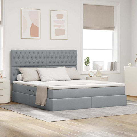 Letto con testiera Grigio chiaro 160 x 200 cm Tessuto