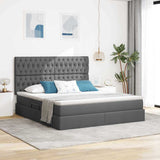 Letto con testiera Grigio scuro 160 x 200 cm Tessuto