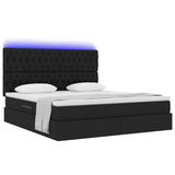 Letto con luci a strisce a LED Nero 160 x 200 cm Tessuto
