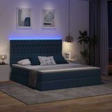 Letto con luci a strisce a LED Blu 160 x 200 cm Tessuto