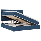 Letto con luci a strisce a LED Blu 160 x 200 cm Tessuto