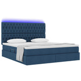 Letto con luci a strisce a LED Blu 160 x 200 cm Tessuto