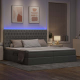 Letto con testiera Grigio chiaro 200 x 200 cm Tessuto