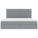 Letto con testiera Grigio chiaro 200 x 200 cm Tessuto
