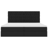 Letto con luci a strisce a LED Nero 200 x 200 cm Tessuto