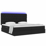 Letto con luci a strisce a LED Nero 200 x 200 cm Tessuto