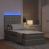 Letto con contenitore e LED con led Grigio chiaro 90 x 200 cm