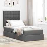 Letto con contenitore e LED Grigio scuro 90 x 200 cm Poliestere