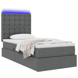 Letto con contenitore e LED Grigio scuro 90 x 200 cm Poliestere