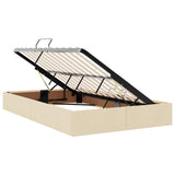 Letto con luci a strisce a LED Crema 120 x 200 cm Tessuto