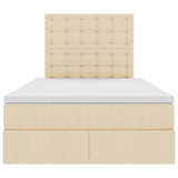 Letto con luci a strisce a LED Crema 120 x 200 cm Tessuto