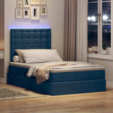 Letto con luci a strisce a LED Blu 120 x 200 cm Tessuto