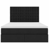 Letto con luci a strisce a LED Nero 140 x 190 cm Tessuto