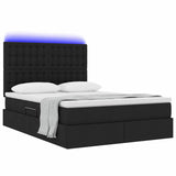 Letto con luci a strisce a LED Nero 140 x 190 cm Tessuto