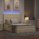 Letto con contenitore e LED Crema 140 x 190 cm Poliestere