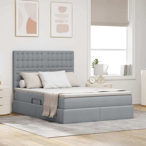 Letto con testiera Grigio chiaro 140 x 200 cm Tessuto