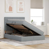 Letto con testiera Grigio chiaro 140 x 200 cm Tessuto