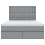 Letto con testiera Grigio chiaro 140 x 200 cm Tessuto
