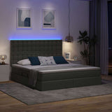 Letto con contenitore e LED con led Grigio scuro 160 x 200 cm