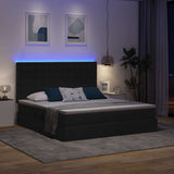 Letto con luci a strisce a LED Nero 160 x 200 cm Tessuto