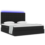 Letto con luci a strisce a LED Nero 160 x 200 cm Tessuto