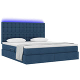 Letto con luci a strisce a LED Blu 160 x 200 cm Tessuto