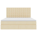 Letto con luci a strisce a LED Crema 180 x 200 cm Tessuto