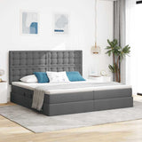 Letto con testiera Grigio scuro 200 x 200 cm Tessuto