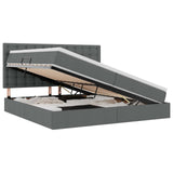 Letto con testiera Grigio scuro 200 x 200 cm Tessuto