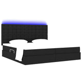 Letto con luci a strisce a LED Nero 200 x 200 cm Tessuto