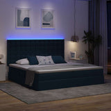 Letto con luci a strisce a LED Blu 200 x 200 cm Tessuto