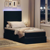 Letto con contenitore e LED con led Nero 90 x 200 cm Velluto