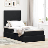 Letto con contenitore e LED con led Nero 90 x 200 cm Velluto