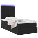 Letto con contenitore e LED con led Nero 90 x 200 cm Velluto