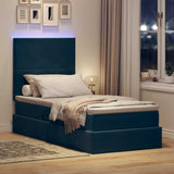 Letto con contenitore e LED Blu Scuro 90 x 200 cm Velluto