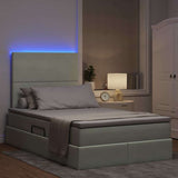 Letto con contenitore e LED Grigio chiaro 120 x 200 cm Velluto
