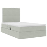 Letto con contenitore e LED Grigio chiaro 120 x 200 cm Velluto