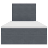 Letto con contenitore e LED Grigio scuro 120 x 200 cm Velluto
