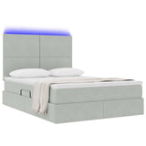 Letto con contenitore e LED Grigio chiaro 140 x 200 cm Velluto