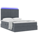 Letto con contenitore e LED Grigio scuro 140 x 200 cm Velluto