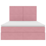 Letto con contenitore e LED Rosa 140 x 200 cm Velluto