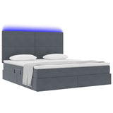 Letto con contenitore e LED Grigio scuro 160 x 200 cm Velluto