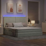 Letto con contenitore e LED Grigio chiaro 180 x 200 cm Velluto