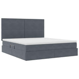 Letto con contenitore e LED Grigio scuro 180 x 200 cm Velluto