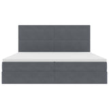 Letto con contenitore e LED Grigio scuro 200 x 200 cm Velluto
