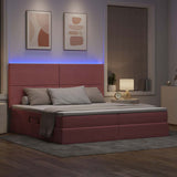 Letto con contenitore e LED Rosa 200 x 200 cm Velluto