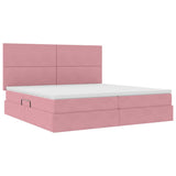 Letto con contenitore e LED Rosa 200 x 200 cm Velluto