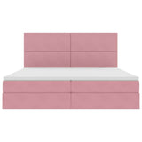 Letto con contenitore e LED Rosa 200 x 200 cm Velluto