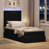 Letto con contenitore e LED con led Nero 90 x 200 cm Velluto