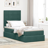 Letto con contenitore e LED Verde Scuro 90 x 200 cm Velluto